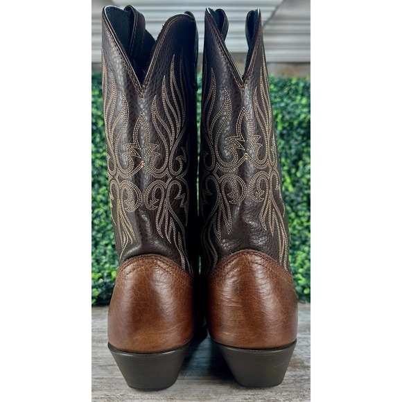 LAREDO Lea Vamp Fox Western Cowgirl Boots Women's 9.5M Brown Leather Barn Horses - Picture 7 of 13